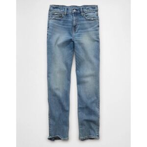 American Eagle Mom Jeans Womens 6 Medium Wash High Rise Stretch Staight‎ Denim